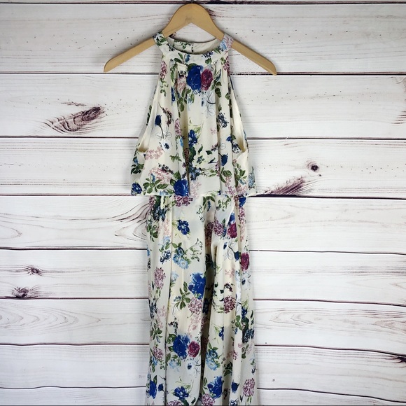 Entro White Floral Low High Maxi Occasion Dress M - Picture 3 of 9